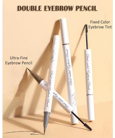 Eyebrow Pen Tinted Brow Gel-2Pcs 2-in-1 Brown Liquid Brow Glue & Microblading Eyebrow Eyeliner Pencil Fast Sculpt Fill in Eyebrows Long Lasting Waterproof Makeup Pen Eyebrow Filler for Women-02# 2pcs Brown - Buy Online on GoSupps.com