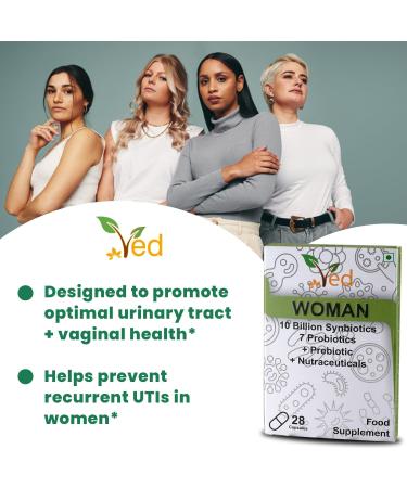 Ved Woman Complex Probiotics and Prebiotics Complex - 10 Billion CFU - 20 Live Bacterial Cultures - 28 Probiotic Complex Capsules for Woman- Lactobacillus crispatus Silicon Dioxide. - Buy Online on GoSupps.com
