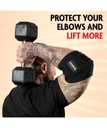 DMoose Fitness Elbow Wraps - For Weightlifting Bench Press & Powerlifting | 40 Nylon Elbow Straps for Men & Women - Joint Stability & Injury Recovery Support - Buy Online on GoSupps.com