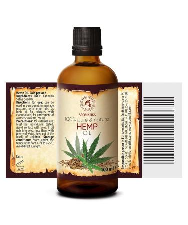 Hemp Oil 100ml - Pure & Natural Cold Pressed - Intensive Care for Face Hair & Body in Glass Bottle - Buy Online on GoSupps.com