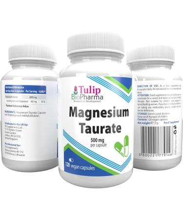 Magnesium Taurate 2000mg per serving 120 vegan capsules laboratory tested by third party no fillers or bulkers - Buy Online on GoSupps.com
