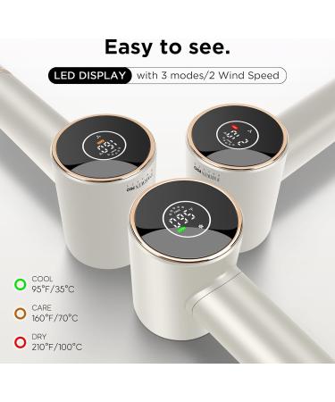 PARWIN PRO BEAUTY Air-Sonic Hair Dryer with Diffuser & Auto-Wrap Curlers - High Speed Ionic Blow Dryer with HD-LED Display | Champagne Silver Professional - Buy Online on GoSupps.com