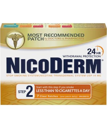 Nicoderm Step 2 Clear Patches Quit Smoking and Smoking Cessation Aid 14 mg of Nicotine/Day 7 Count Step 2 7 Patches - Buy Online on GoSupps.com