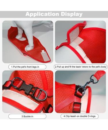 Meioro Adjustable Dog Harness with Leash Soft Padded Vest for Small & Medium Pets Reflective Black with Red Accent (M: 35-40cm) - Buy Online on GoSupps.com