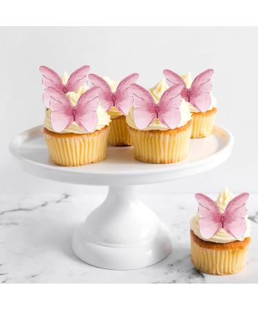 48 Pink Edible Butterflies for Cake Decoration | Alegre Tortendeko Perfect for Birthdays Cupcakes & Muffins - Buy Online on GoSupps.com