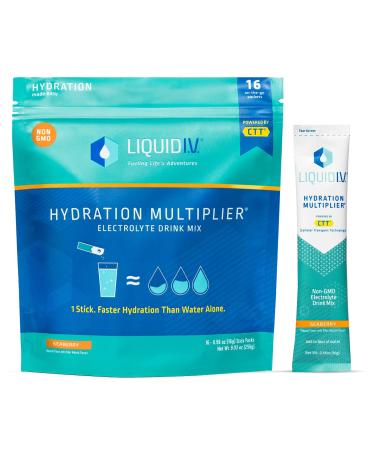 Liquid I.V. Hydration Multiplier - Seaberry - Hydration Powder Packets | Electrolyte Drink Mix | Easy Open Single-Serving Stick | Non-GMO | 16 Sticks 16 Count (Pack of 1)