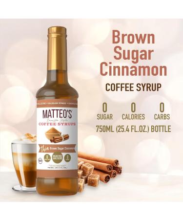 Matteo's Barista Style Sugar-Free Coffee Syrup Brown Sugar Cinnamon Flavor Zero Calories and Sugar Keto Friendly Ideal for Lattes Cappuccinos Espresso Americano Indulgent Taste 25.4 Oz 6-Pack 750 ml (Pack of 6) - Buy Online on GoSupps.com