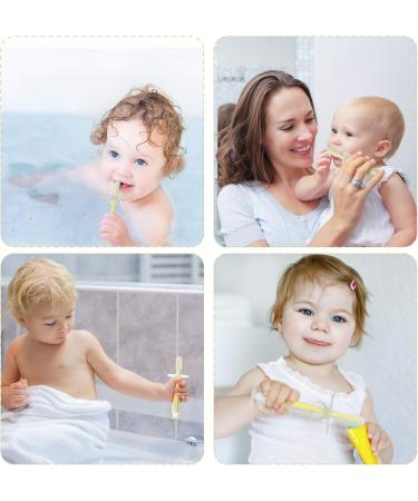 Infant Training Silicone Soft Toothbrush 0-2 Years with Baffle | BPA-Free Teeth Care | Stand Sucker Brush (Yellow) - Buy Online on GoSupps.com