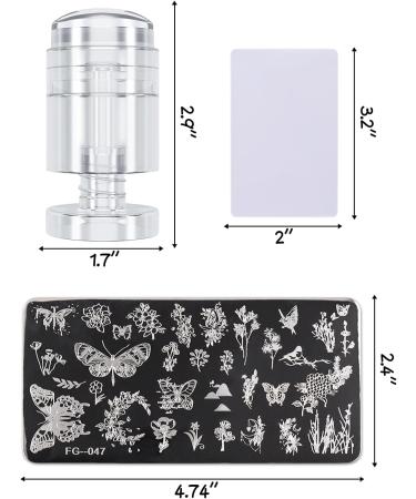 EBANKU 8 PCS Nail Stamping Plates Set - Flowers, Butterflies, Leaves & Ripples | DIY Nail Art Decoration Kit with Rotation Stamper & Scraper - Buy Online on GoSupps.com