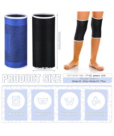 Kids Knee Brace Support - 2 Pairs Patella Compression Sleeves for Boys & Girls | Volleyball, Basketball, Gymnastics | Blue & Black - Buy Online on GoSupps.com