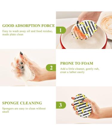 3-Pack Cleaning Kitchen Sponges Oval Black and White Striped Banana Kitchen Cellulose Dishwashing Wood Pulp Cotton one sizex3 White - Buy Online on GoSupps.com