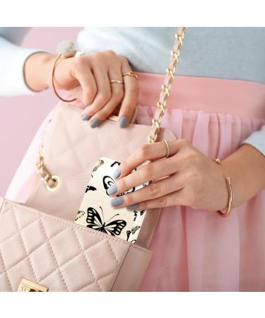 Travel Lipstick Organizer Case - Portable Makeup Bag with Mirror & Hand-Drawn Butterflies Design | Shop Now - Buy Online on GoSupps.com
