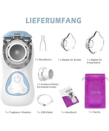 FEELLIFE Inhalation Device for Kids & Adults | Quiet Portable Inhalator for Babies | Effective Respiratory Relief | Adjustable Spray & 2 Atomizer Membranes (Blue) - Buy Online on GoSupps.com