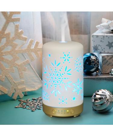Earnest Living Eile Oil Diffuser - White Ceramic 100ml Aromatherapy Humidifier with Timer & Auto Shut-Off | Perfect for Home & Office | Christmas Snowflake Design - Buy Online on GoSupps.com