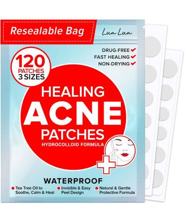 Acne Pimple Patches (120 Pack 3 Sizes) Invisible Hydrocolloid Bandages with Tea Tree Oil Absorbing Patches for Acne Spot Treatment Blemish & Zit Stickers 120 Piece Assortment