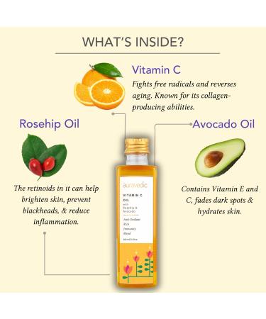 Vitamin C Oil for Skin - Natural & Organic Face Moisturizer with Rosehip Avocado & Vitamin E - 3.38 Fl Oz (100ml - Buy Online on GoSupps.com