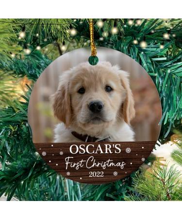 Dog's First Christmas Photo Ornament, Personalized Dog Christmas Photo Ornament, Custom Photo Memorial Gift to Dog Lover, Dog Christmas Ornament 2022, Pet Memorial Ornament, Christmas Ornament