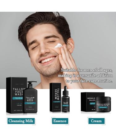 3Set Wrinkle Defense Tallow Balm - Men's Skin Care Kit | Anti-Wrinkle Moisturizer Night Serum & Face Wash - Buy Online on GoSupps.com