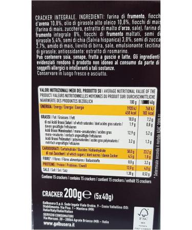 Galbusera BelleBuone Whole Grain Crackers with Oat and Seed Mix (5 x 40 g) 200 g Pack of 3 - Buy Online on GoSupps.com