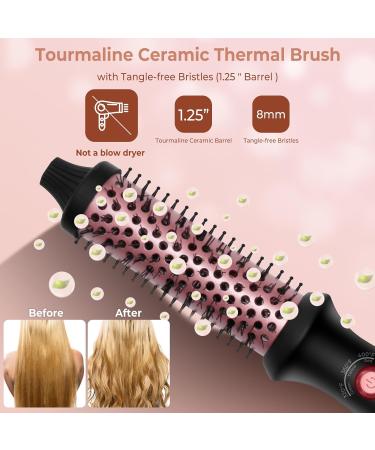 Buy 1.25" Ceramic Tourmaline Ionic Curling Brush - Travel-Friendly Heated Round Brush for Curly Hair | LCD Display | International Shipping - Buy Online on GoSupps.com