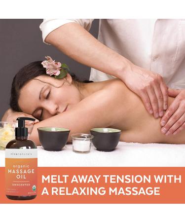 Certified Organic Unscented Massage Oil - Non-Greasy Formula for Muscle Relief and Relaxation - 8 fl. oz - Buy Online on GoSupps.com