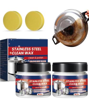 Stainless Steel Wipesstainless Steel Pan Cleaner 2pcs Stainless Steel Clean Wax Stainless Steel Cleaner For Pots And Pans For Grease Oven Sink.