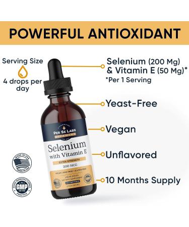 Per Se Labs Selenium 200mcg Liquid Drops with Vitamin E | Immune & Heart Support - Buy Online on GoSupps.com