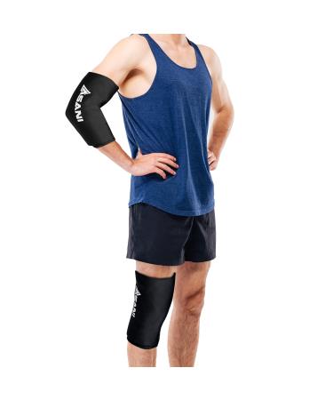 Asani Compression Ice Pack Sleeve (Medium) for Hot or Cold Therapy for Elbow, Knee, Calf & Ankle Injuries, Reusable Flexible Wrap Sleeve, for Tendonitis, Tennis Elbow, Golf Elbow Medium (Pack of 1)