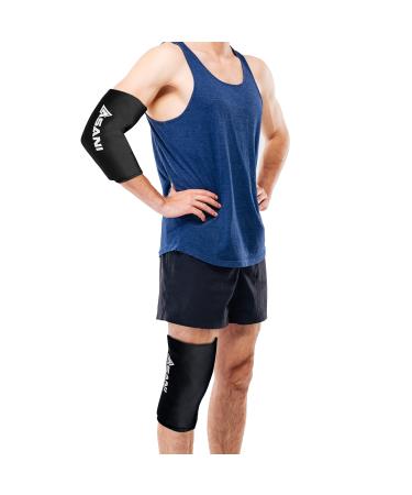 Asani Compression Ice Pack Sleeve (Large) for Hot or Cold Therapy  Reusable Flexible Wrap Sleeve for Elbow  Knee  Calf Injury  Tendonitis  Tennis Elbow  Golf Elbow Large (Pack of 1)