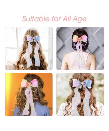 WLLHYF 2 Pcs Colorful Ribbon Hair Bows with Pearl Tassels - Embroidered Alligator Clips for Girls, Teens, Women - Ideal for Princess Wedding, Birthday Party - Buy Online on GoSupps.com