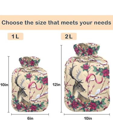 Naanle Christmas Deer Hot Water Bottle - 1L Transparent Warm & Cold Therapy for Pain Relief | Ideal for Bed Hands & Feet - Buy Online on GoSupps.com