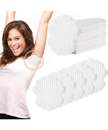 SPOKKI 60 Pcs Sweat Pads for Women Disposable Self Adhesive Invisible Underarm Sweat Pads Large Breathable Cotton Sweat Absorbing Pads White