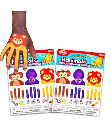 Kids Party Favor Hand Puppets Tattoos - Animal Finger Mustache Monkey Spider Giraffe Temporary Tattoos for Halloween Costume Accessories - Buy Online on GoSupps.com