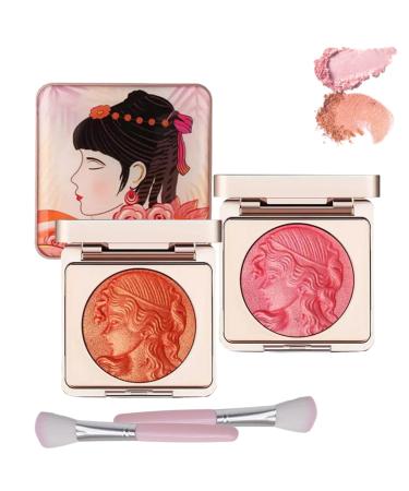 Soft embossed cheek powder blush palette embossed cheek blush matte face powder blush palette natural makeup radiant finish(Combination Pack)