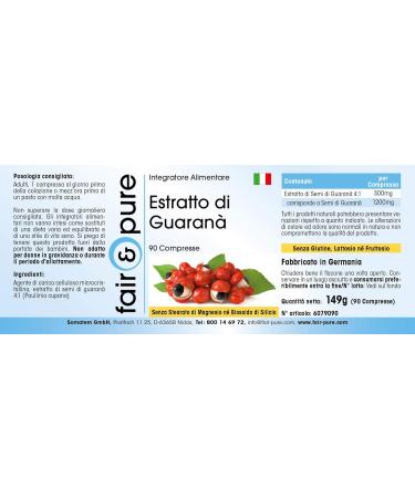 Fair & Pure - Guarana Extract - Strong - with 1200mg of Guarana per tablet - vegan - 90 tablets - Buy Online on GoSupps.com