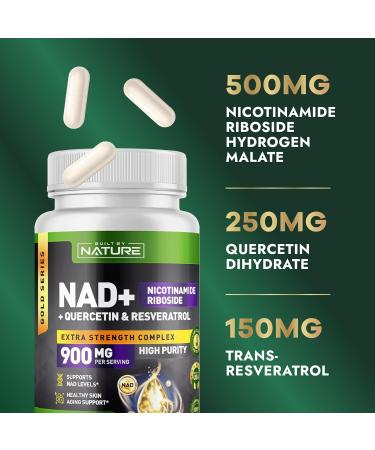 Built by Nature NAD Supplement NAD+ Nicotinamide Riboside with Resveratrol & Quercetin 900mg Formula NMN Alternative Supplement for Energy Cellular Health & Anti-Aging 90 Capsules - Buy Online on GoSupps.com