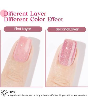 MIZHSE Pink Gel Nail Polish Shimmery Rose Jelly Color Natural Gel Polish Glitter Sparkle Pink Nail Gel 12ML Soak off UV LED for Home Salon DIY BV006 - Buy Online on GoSupps.com