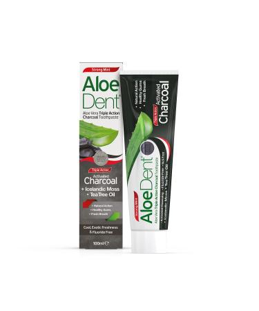 Aloe Dent Charcoal Toothpaste Fluoride Free Natural Action Vegan Cruelty Free SLS Free Whitening Healthy Gums 100 ml 100 ml (Pack of 1) Charcoal