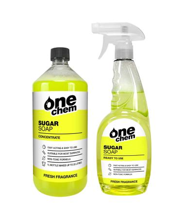 One Chem - Sugar Soap Concentrate1 Litre with 750ml Ready to Use - Cleaning Walls Grease Grime Dirt and Stain Remover Kitchen Degreaser Versatile Cleaner