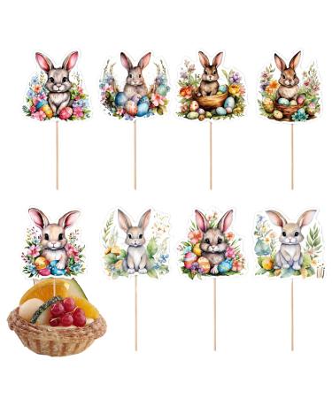 Aizuoni Easter Eggs Cupcakes Toppers Bunny Cake and Cupcake Toppers | Wafer Rice Paper Cake Toppers Decoration for Easter and Birthday