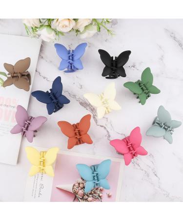 12 PCS Butterfly Hair Claw Clips - Medium Non-Slip Matte Design for Strong Hold on Thin, Curly Hair - Ideal for Updos & Summer Style - Women and Girls - Buy Online on GoSupps.com