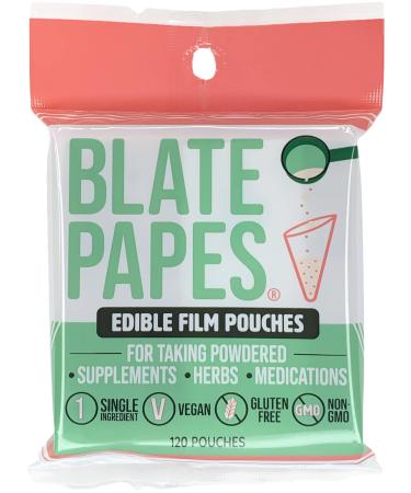 Blate Papes Edible Film Pouches, 120 Count | Gel Film Bags for Taking Herbs and Supplements 120 Count (Pack of 1)