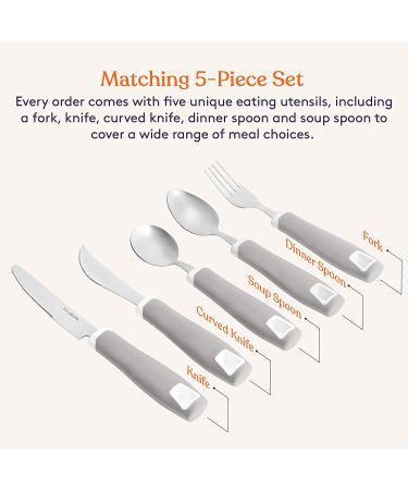 Special Supplies Adaptive Utensils 5-Piece Set for Hand Tremors, Arthritis, Parkinson's and Elderly - Stainless Steel, Non-Weighted, Non-Slip Handles - Buy Online on GoSupps.com