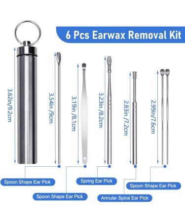 6-Piece Stainless Steel Earwax Removal Kit with Storage Box | Ear Curette Spoon Tool for Effective Ear Cleaning - Buy Online on GoSupps.com