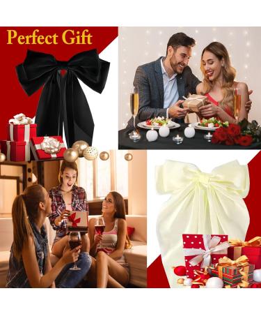 2 Pcs Big Hair bow Hair Bows for Women Bow Hair Clip Elegant Solid Color French Barrette Bows For Hair With Long Silky Satin Hair Barrettes Accessories Bow Hair Clips for Women Girl(Black+Cream) - Buy Online on GoSupps.com