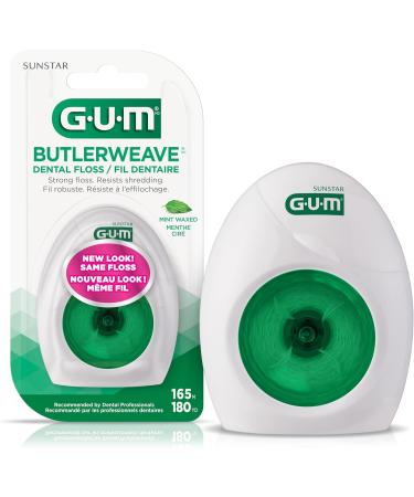 GUM ButlerWeave Mint Waxed String Floss 165M X Pack of 6 165.00 m (Pack of 6) Mint Waxed - Buy Online on GoSupps.com