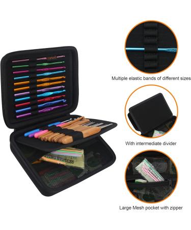 Canboc Hard Crochet Hook Case - Portable Travel Organizer for Circular Knitting Needles and Crochet Hooks - Black - Buy Online on GoSupps.com