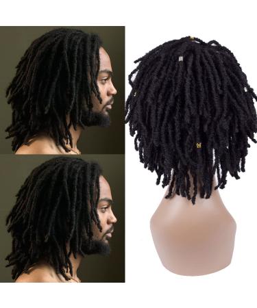 YEZHIQIU 8Inches Short Dreadlock Wig Natural Black Synthetic Hair Nu Faux Afro Dreadlock Wigs Heat Resistant Breathable Faux Locs Braids Hair Wigs (1B)
