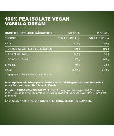 Ironmaxx 100% PEA Protein Isolate Vegan - Vanilla Dream | Lactose-Free Sugar-Free Water-Soluble 500G - High-Quality Vegan Protein Powder - Buy Online on GoSupps.com