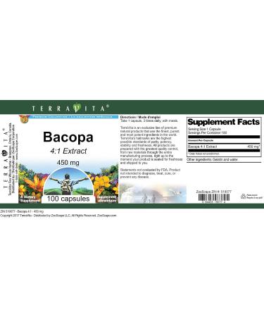 Bacopa 4:1-450 mg (100 Capsules ZIN: 519077) - 3 Pack - Buy Online on GoSupps.com